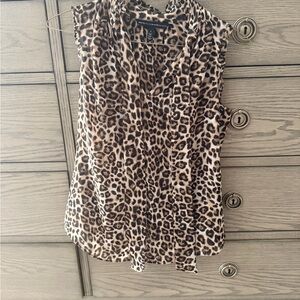 White House Black Market Leopard Print Sleeveless Top - Brown/Black/Cream